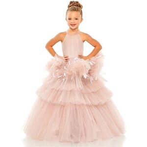 Mac Duggal Blush Tulle Formal Kids Dress